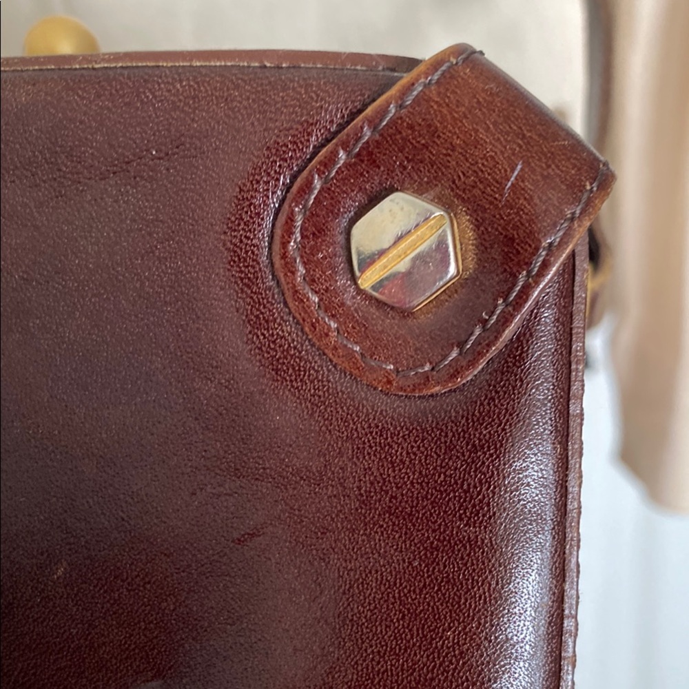 KENO by RO -EL Elegant Brown and Gold Box Crossbody 100% leather Handbag - Picture 4 of 16